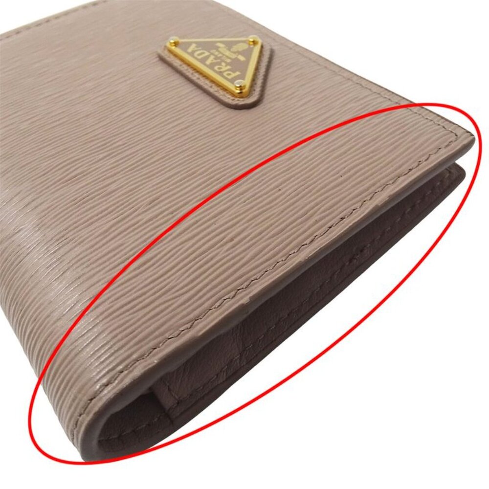 Prada Wallet Bifold Wallet Leather Pink Beige Mini - Picture 11 of 13